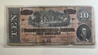Old 1864 $10 Note from the Confederate States of America