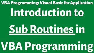 Introduction to Sub Routines | Excel VBA | Visual Basic for Application screenshot 1