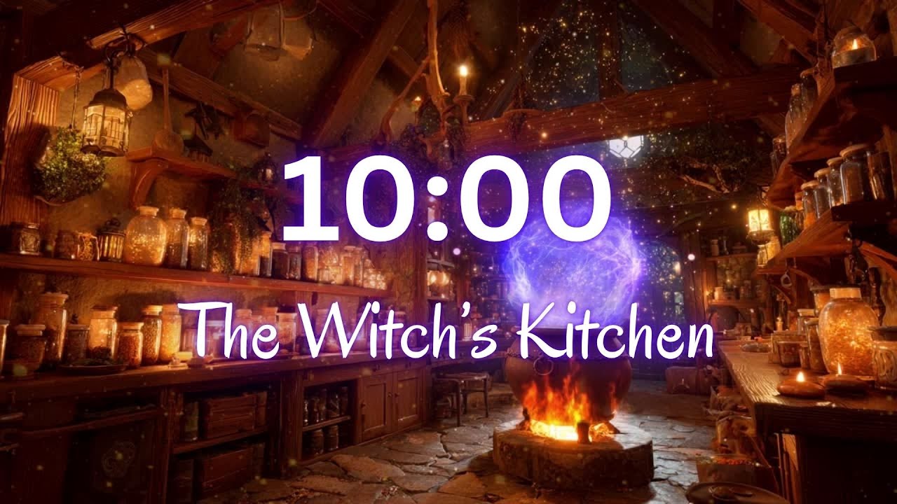 10 Minute Halloween Timer 🧙‍♀️ Step Inside the Witch’s Kitchen – Bubbling Cauldron & Spooky Music
