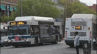 MTA NYCT bus: 2011-2012 New Flyer C40LF #336 and #271 on the Bx33 @ East 138 street - Willis Avenue