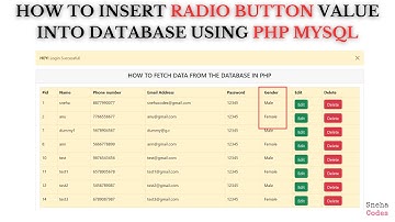 How to insert radio Button Value using PHP MySQL | Inserting radio button value | @snehacodes7132