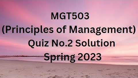 MGT503 (Principles of Management) Quiz No.2 Solution Spring 2023
