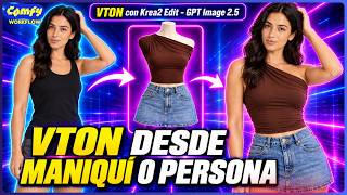 VTON en ComfyUI: cambia ropa desde un Maniquí o Persona | Krea 2 + GPT Image 2.5