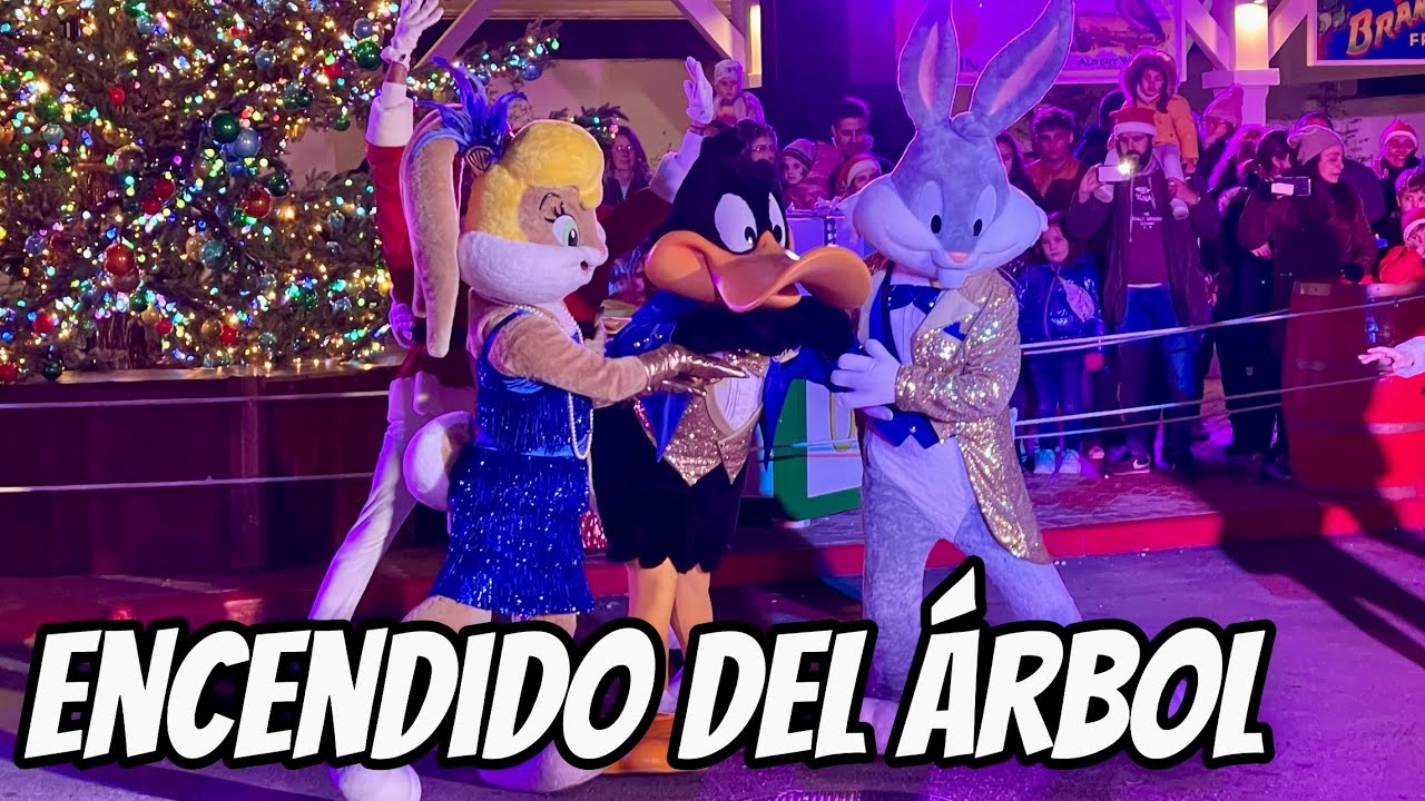 [4K] ENCENDIDO DEL ARBOL NAVIDAD PARQUE WARNER 2023