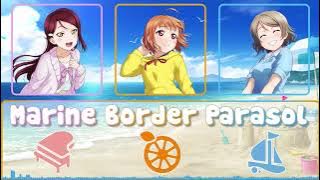 Aqours 2nd year - Marine Border Parasol - color coded (ROM/ENG/VIE)