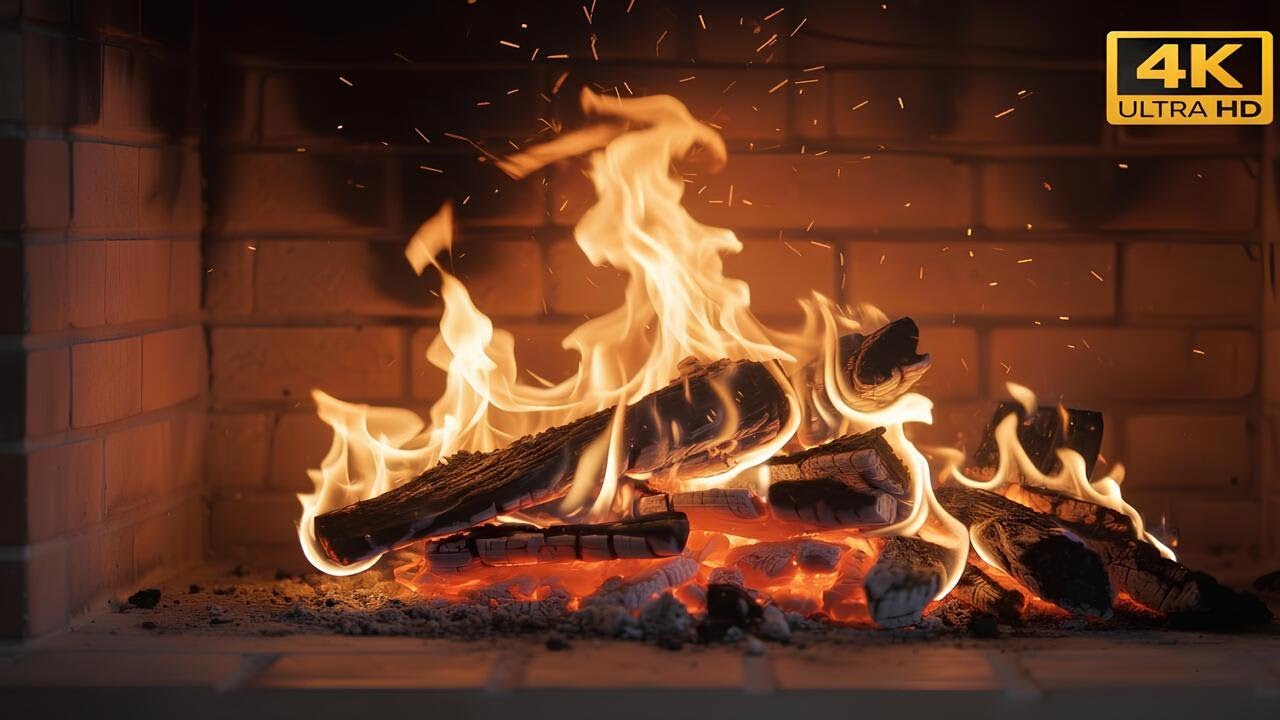 🔥 Камин 10 часов (4K) – Расслабляющие звуки потрескивающего огня