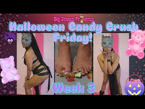 Halloween Candy Crush Friday Episode 3: Sexy Kitten Barefoot Gummy Crush 🦶🏾🍬 #barefoot #candy #crush