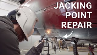 Rusty Jacking Point Repair Guide | How To Weld Rust Hole in Rocker Panel Sill | BMW E30 Build | 018