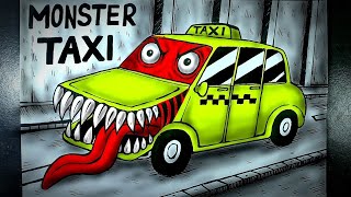 Cerita Mistis Monster Berbentuk Mobil Taksi (Monster TAXI) || DRAWSTORY