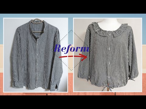 DIY Reform Shirt Into Cropped Sleeves|안입는옷 리폼|8부소매로 리폼|남방리폼|Recycle Old Your Clothes|헌옷리폼|服リフォーム