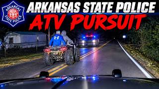 Arkansas State Police vs. 4 Wheeler - Duo nearly flip and collide w/ other vehicles during pursuit