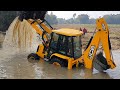 Amazing !! JCB Backhoe Machine Washing in River and Showing Stunt - JCB 3DX Machine Washing