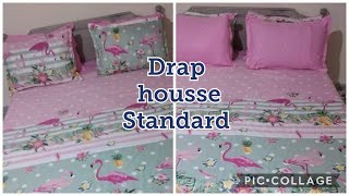 تفصيل و خياطة طقم درا اوس سطونداغ و وسادة سامبل## parrure drap housse standard avec oreillers simple