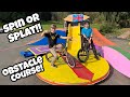 Spinning BMX Obstacle Course!! Spin or SPLAT?!