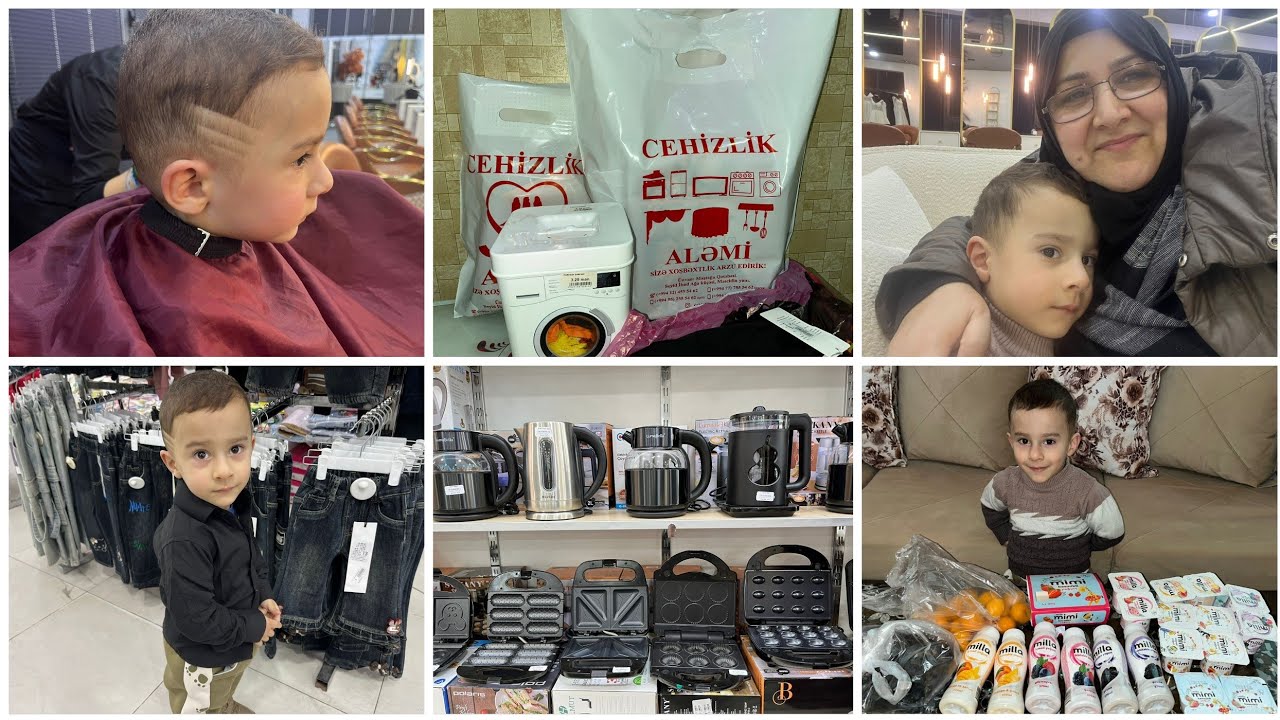 Alış-verişdə. Mağazaları gəzdik. Vafli bişirən aparat aldım.Salona getdik. 