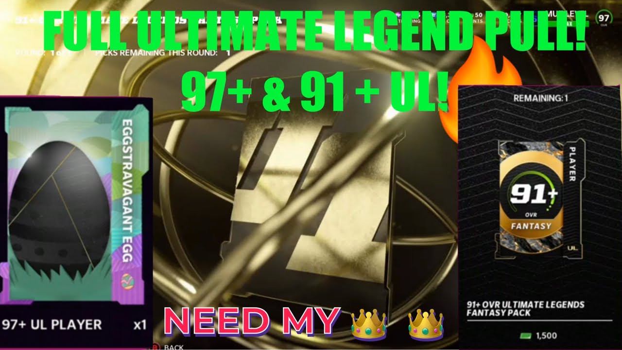 FULL ULTIMATE LEGEND PULLS! 97+ EGG PACK & 91+ ULTIMATE LEGEND FANTASY. 89+ NFL DRAFT, MADDEN 22