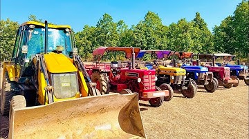 Kubota 5501 | Mahindra 475 | Eicher Loading Mud in JCB 3dx Backhoe #jcbvideo #tractorvideo #jcb3dx
