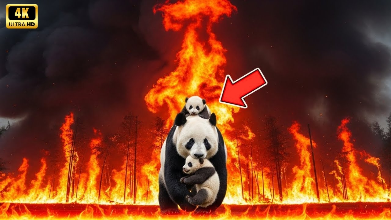 Animal Rescue : Rescue Team Save a Stray Giant Panda and Her Cubs From Raging Wildfire!