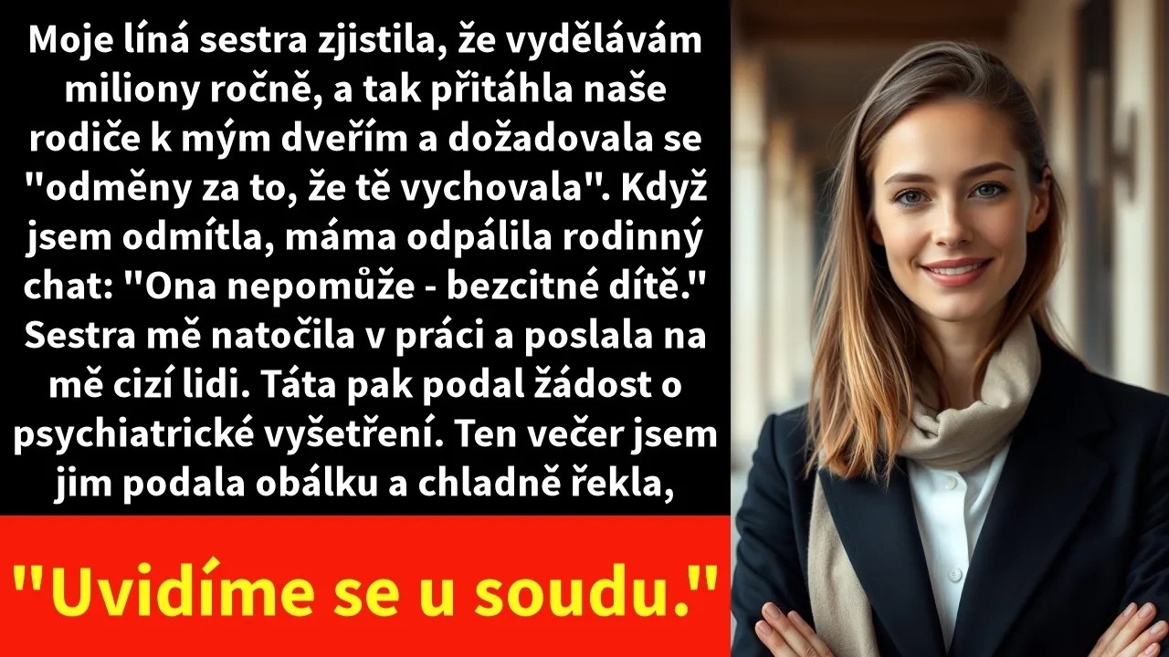 Otevřela jsem dveře a máma tam stála s úsměvem, který měl vypadat jako přivítání, ale byl to úsměv někoho, kdo právě zavřel past. „Konečně,“ řekla. „Všichni už tady jsou.“ V obýváku seděla moje...