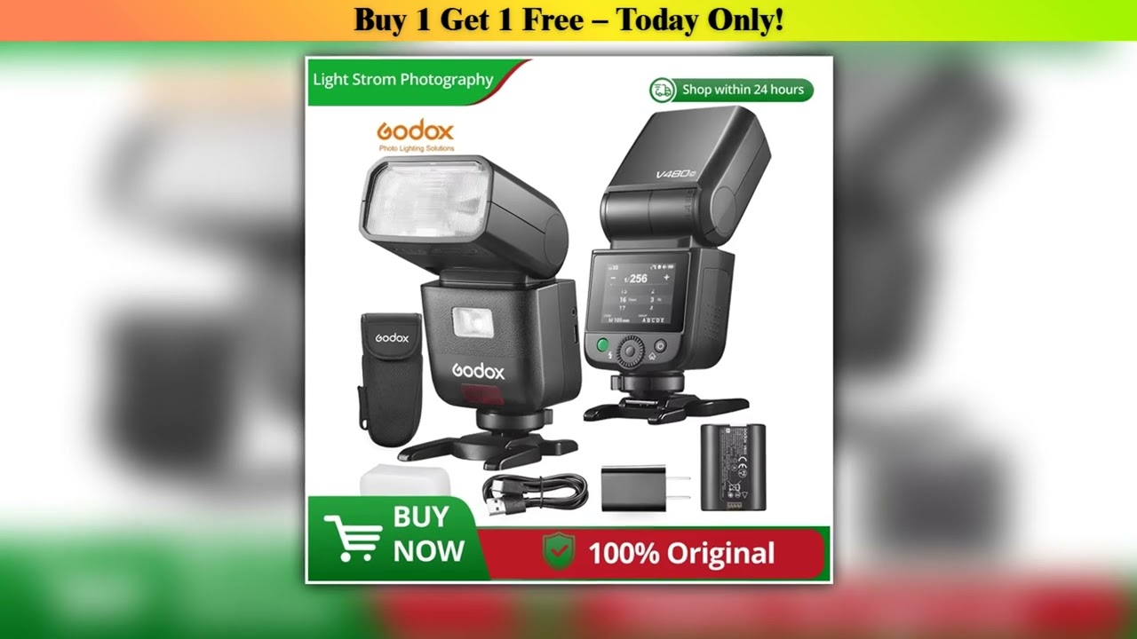 Deal NewGodox V480 TTL Liion Camera Flash 650 FullPower Flashes Built in Styling Light for Canon