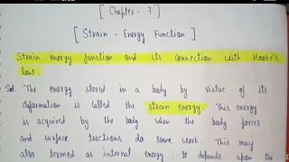 Strain energy function and its connection with Hook's law