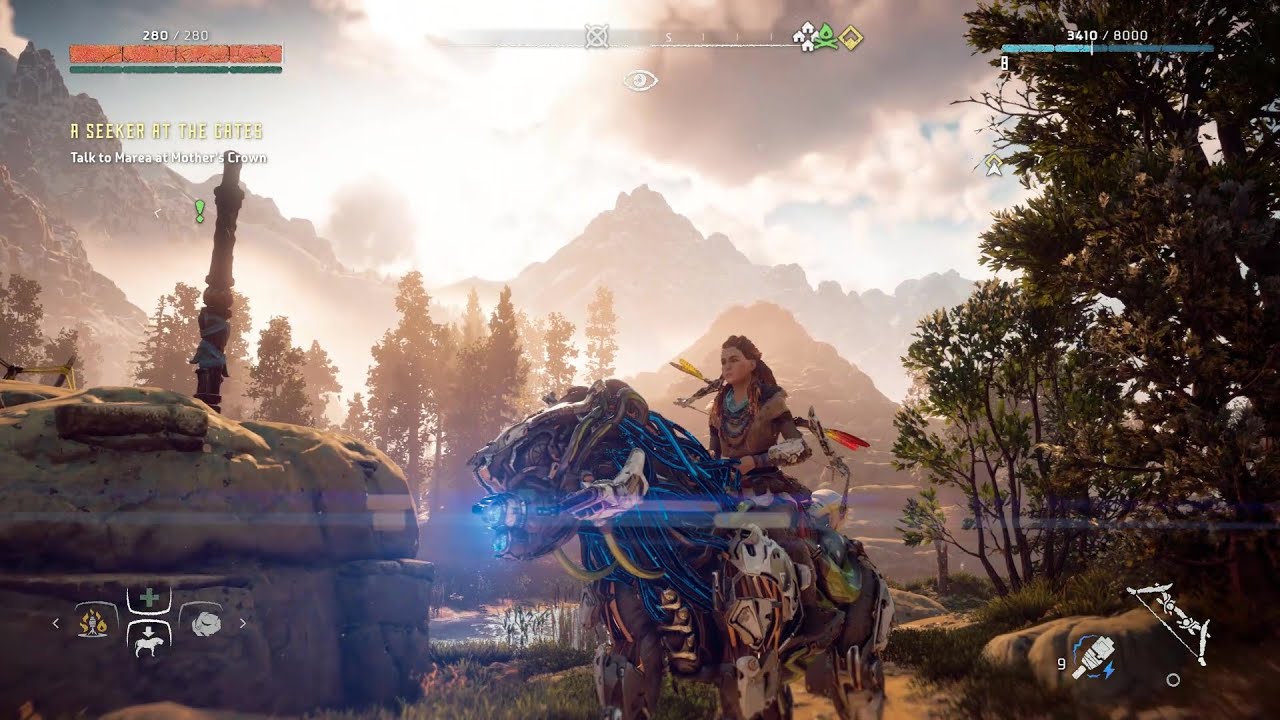 Horizon Zero Dawn PC Ultra Graphics RTX 2060 Riding a machine