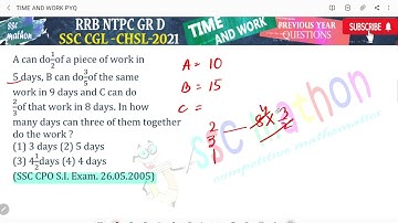 a can do 1/2 of a piece of work in 5 days B can do 3/5 of a work in 9 days and C can