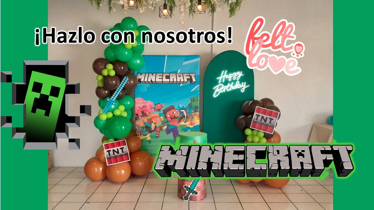 ¡HICIMOS UNA DECORACIÓN DE MINECRAFT CON GLOBOS Y QUEDÓ INCREÍBLE! 😱🎮