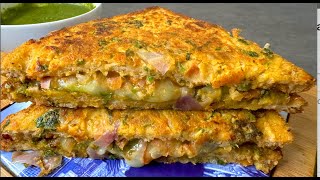 Besan Toast Sandwich | Vegetarian french Toast | Pudla Recipe