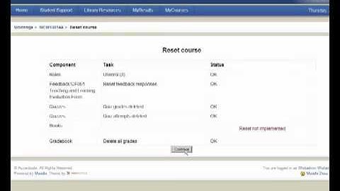 How to Reset a Moodle course