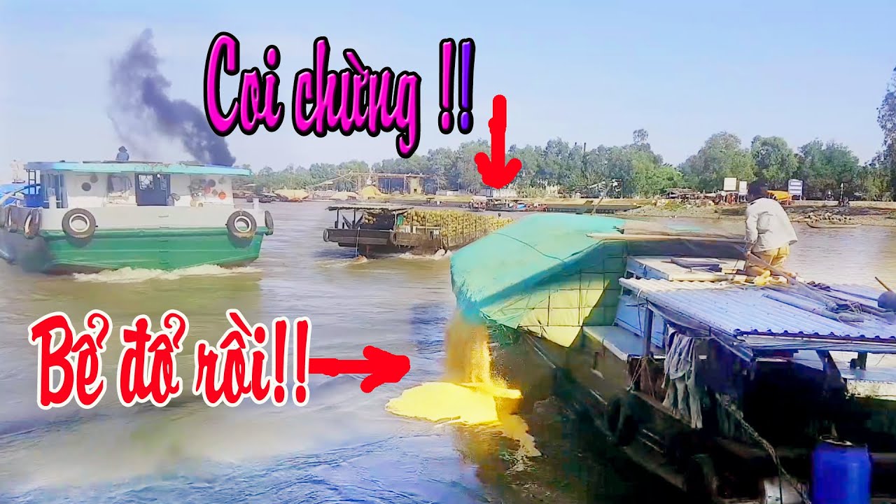 Ghe trấu vượt cống Rạch Bàng | Cống 7 cửa Trà Vinh