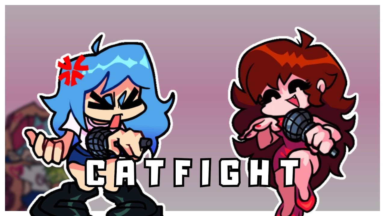 FNF CATFIGHT – Sky vs Girlfriend | Doki Doki Takeover Plus | LunarFNF