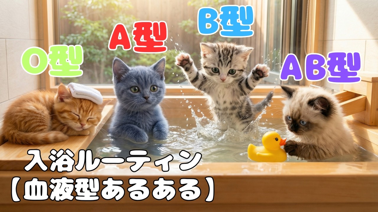 【血液型あるある】 AI猫の入浴ルーティン！あなたはどのタイプ？🐈