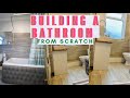 We created a whole bathroom from scratch   diy bathroom makeover  simply joecy