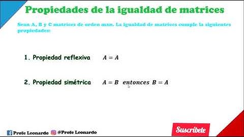 PROPIEDADES DE LA IGUALDAD DE MATRICES. PROFE LEONARDO