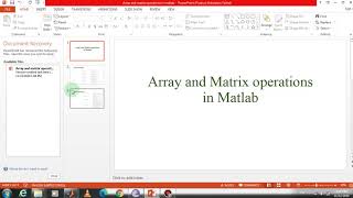 Array and Matrix operations in Matlab