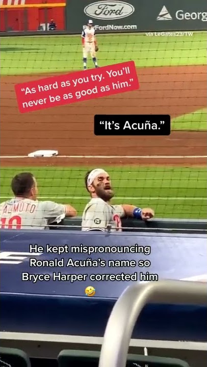 Bryce had to make sure that Acuña was getting heckled correctly 🤣#shorts