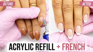 Acrylic Refill Maintenance + French Tip Design | Full Process