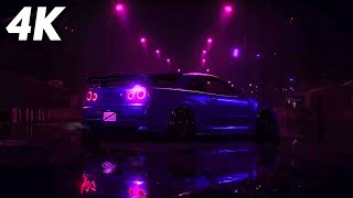 4K Nissan Skyline R34 GT-R Night Rain - Relaxing Live Wallpaper