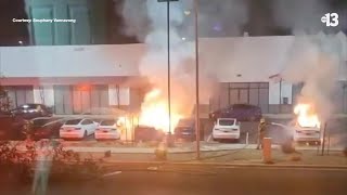WATCH: Video shows fire, heavy smoke at Tesla collision center in southern Las Vegas
