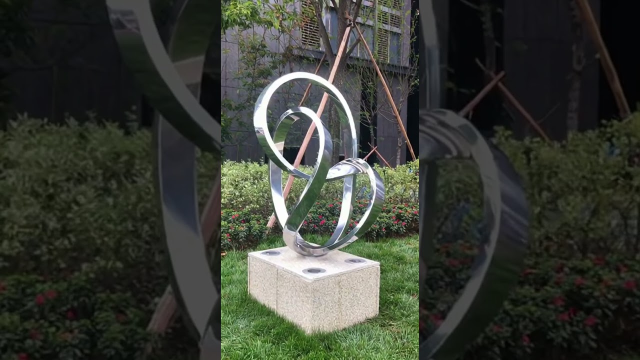 Abstract Stainless-Steel Ribbon Sculpture | Modern Public Art Installation