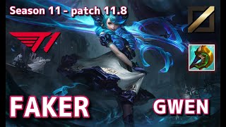 【韓国サーバー/M1】T1 Faker グウェン(Gwen) VS ツイステッドフェイト(Twisted Fate) MID - Patch11.8 KR Ranked【LoL】