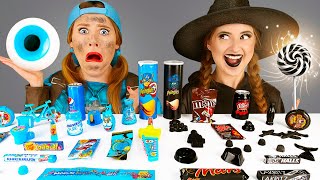 Blue Food vs Black Food Challenge | Mystery ASMR Mukbang by HaHaLoL