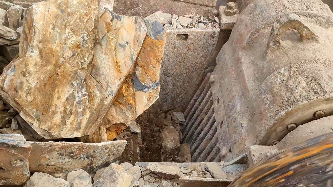 Relaxing Stone Crushing Process. Crunchy Rocks Getting Crushed by ...