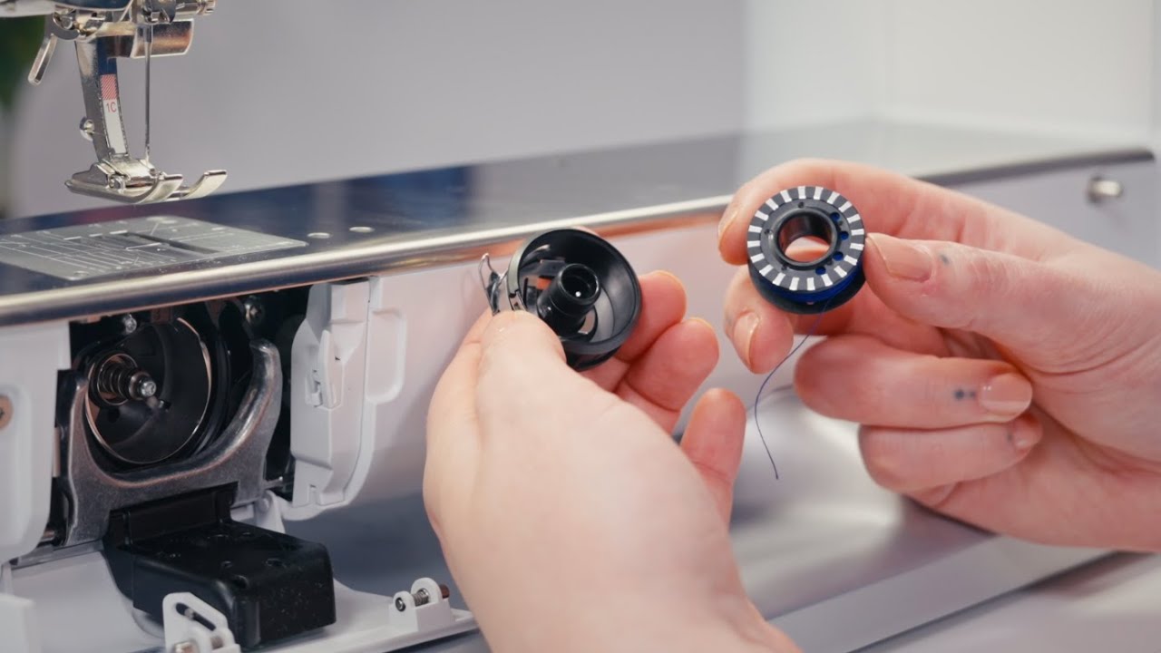 BERNINA 990 – How to wind a bobbin and thread the machine - YouTube