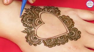 Easy & Beautiful Mehndi Designs For Back Hand || Heart Shape mehndi Heena Design