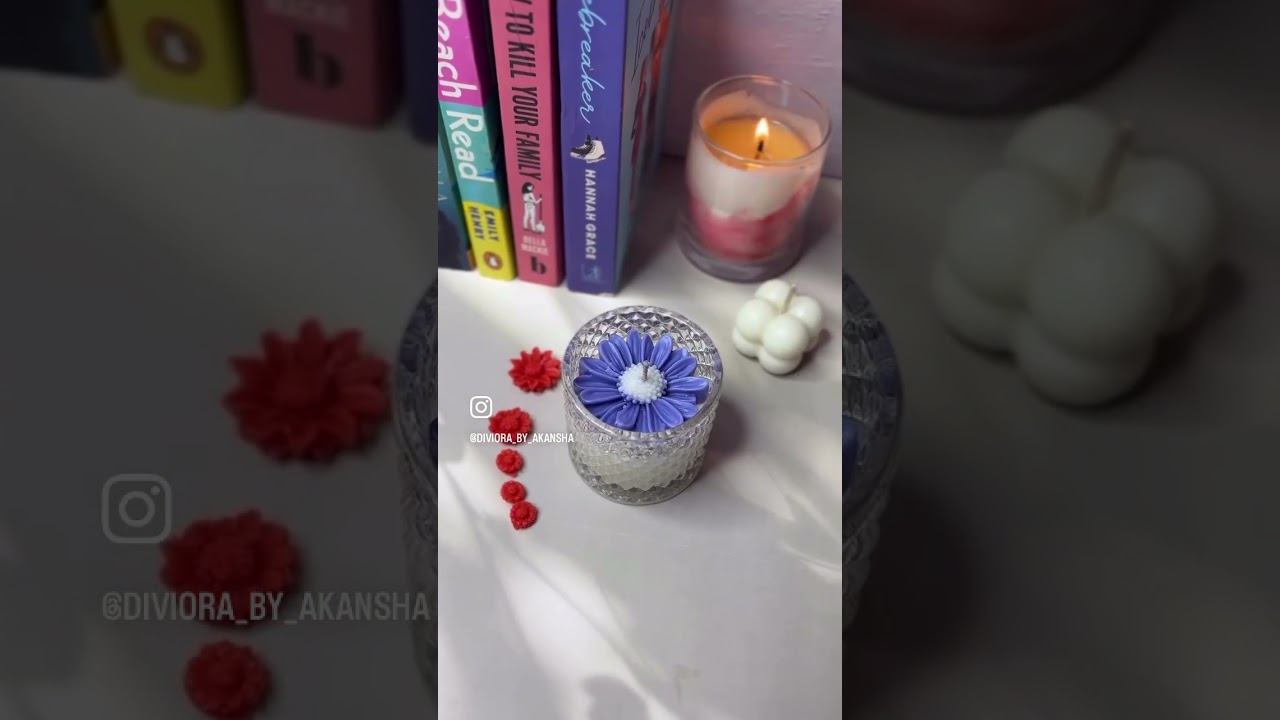 crystal candle with real flowers inside beauty that glows DM to order your handmade piece of calm 💌