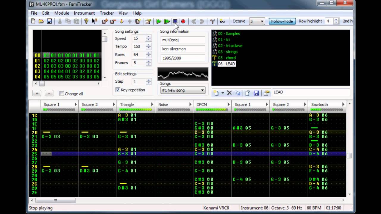 MU40PROJ in Famitracker (8-bit)