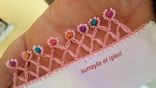 158 Tasarım kolay gösterişli muhteşem boncuklu tığ oyası yapımı
