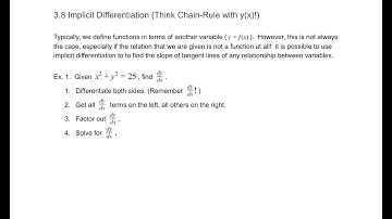 3.8 Implicit Differentiation